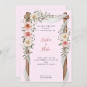 Invitation Rustique Pays Floral Mariage Arch Mariage rose (Devant / Derrière)