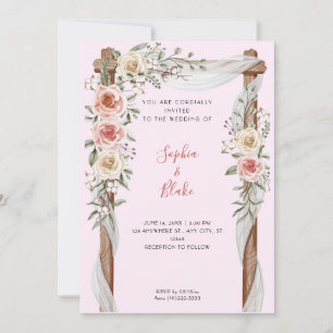 Invitation Rustique Pays Floral Mariage Arch Mariage rose