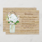 Invitation Rustique Pays Mason Fleurs Jar Blanches Hydrangeas (Devant / Derrière)
