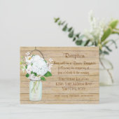 Invitation Rustique Pays Mason Fleurs Jar Blanches Hydrangeas (Debout devant)