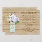 Invitation Rustique Pays Mason Jar Lavender Floral Hydrangea (Devant / Derrière)
