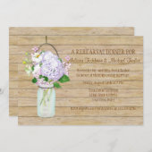 Invitation Rustique Pays Mason Jar Lavender Floral Hydrangea (Devant / Derrière)