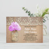 Invitation rustique pays mason jar pourpre hydrangea mariage (Debout devant)