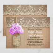 Invitation rustique pays mason jar pourpre hydrangea mariage (Devant / Derrière)