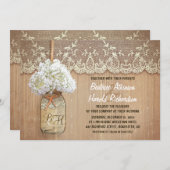Invitation rustique pays mason jarre blanc hydrangea mariage (Devant / Derrière)