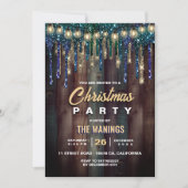 Invitation Rustique Pays Noël Vacances Bleu parties scintilla (Devant)