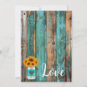 Invitation rustique Pays Turquoise Grange Bois Tournesol Maso (Dos)