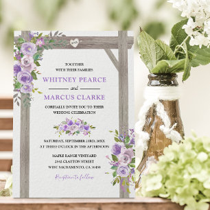 Invitation Rustique Pays Violet Mariage Floral Pergola
