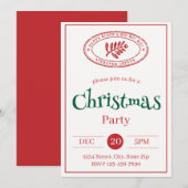 Invitation Rustique Père Noël Stamp | Vintage (Devant / Derrière)