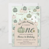 Invitation Rustique Petit Citrouille Automne Vert Premier Ann (Devant)