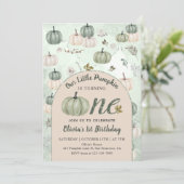 Invitation Rustique Petit Citrouille Automne Vert Premier Ann (Debout devant)