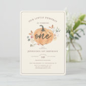 Invitation Rustique Petit Citrouille Floral Premier Anniversa (Debout devant)