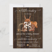 Invitation Rustique Petit Cowboy Baby shower Ouest en bois (Devant)