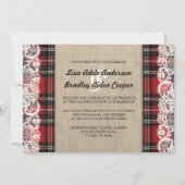 Invitation Rustique Plaid Lace Mariage campagnard (Devant)