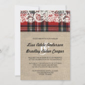 Invitation Rustique Plaid Lace Mariage campagnard (Devant)