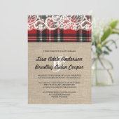 Invitation Rustique Plaid Lace Mariage campagnard (Debout devant)