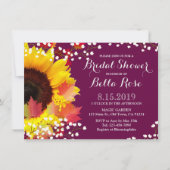 Invitation Rustique Plum de tournesol nuptiale dou (Devant)