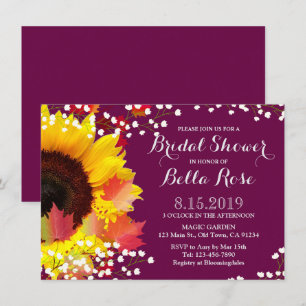 Invitation Rustique Plum de tournesol nuptiale dou