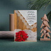 Invitation Rustique Poinsettia et dentelle Mariage de grange 