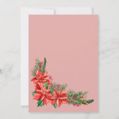 Invitation Rustique Poinsettia Floral rouge Mariage de Noël (Dos)