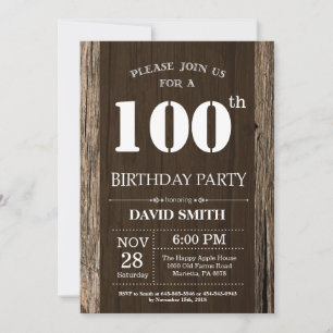 Invitation rustique pour 100e anniversaire Bois vi