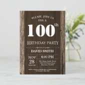 Invitation rustique pour 100e anniversaire Bois vi (Debout devant)