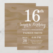 Invitation rustique pour 16 ans surprise (Devant / Derrière)
