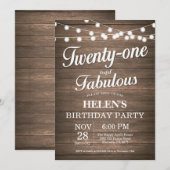 Invitation rustique pour 21e anniversaire Bois Fab (Devant / Derrière)