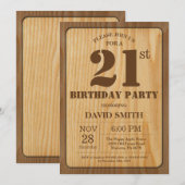 Invitation rustique pour 21e anniversaire Bois vin (Devant / Derrière)