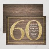 Invitation rustique pour 60e anniversaire avec pai (Devant / Derrière)