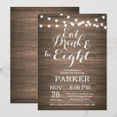 Invitation rustique pour 80e anniversaire en bois (Devant / Derrière)