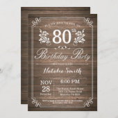 Invitation rustique pour 80e anniversaire floral (Devant / Derrière)