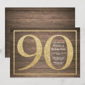 Invitation rustique pour 90e anniversaire avec pai (Devant / Derrière)