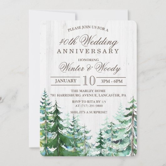 Invitation Rustique pour Anniversaire de Mariage - (Devant)