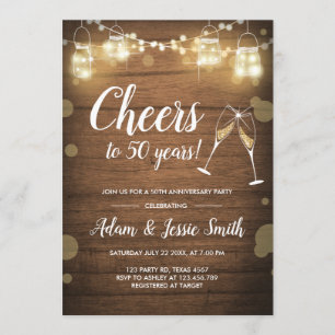 Invitation Rustique pour les 50 Ans de Mariage ave