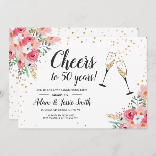 Invitation rustique pour les 50 ans de mariage ave (Devant / Derrière)