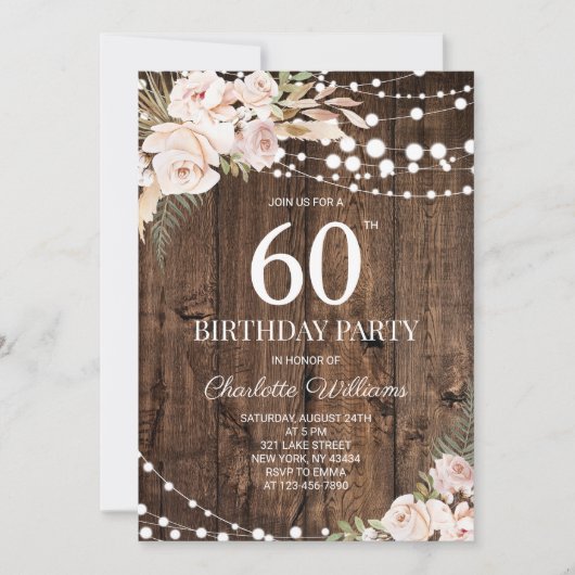 Invitation rustique pour les 60 ans (Devant)