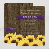 INVITATION RUSTIQUE POURPRE DE FÊTE DE LA MARIÉE (Devant / Derrière)