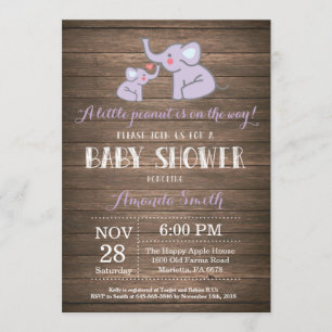 Invitation Rustique pourpre d'invitation de baby shower