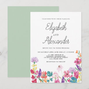 Invitation Rustique pressé fleurs sauvages jardin mariage