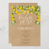 Invitation Rustique prêt à POP citrons Baby shower de verdure (Devant / Derrière)