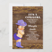 Invitation Rustique Purple fille Baby shower fille (Devant)
