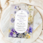 Invitation Rustique Purple & Jaune Première Sainte Communion