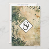 Invitation * Rustique R26 Mariage de monogramme de forêt QR R (Devant / Derrière)