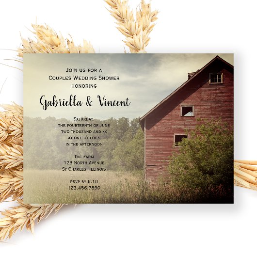 Invitation Rustique Red Barn Country Couples Wedding shower