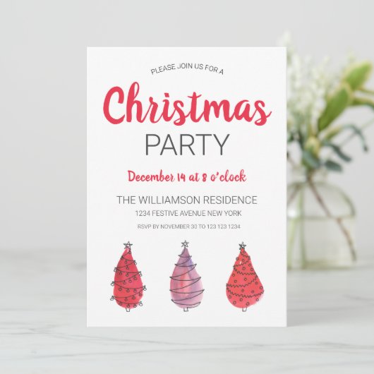 Invitation Rustique Red Christmas Trees (Debout devant)