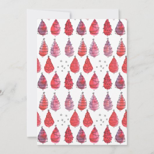 Invitation Rustique Red Christmas Trees (Dos)