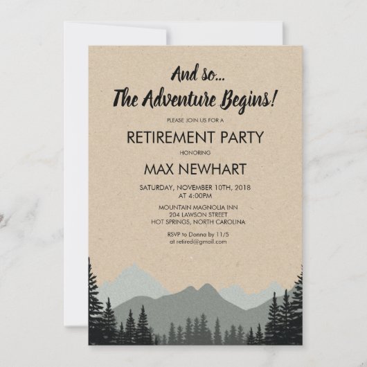 Invitation Rustique Retraite Party (Devant)