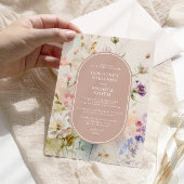 Invitation Rustique Retro Fleur sauvage d'aquarelle Mariage