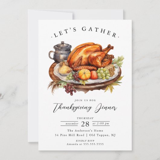 Invitation Rustique Retrouvons-nous le dîner d'action de grâc (Devant)